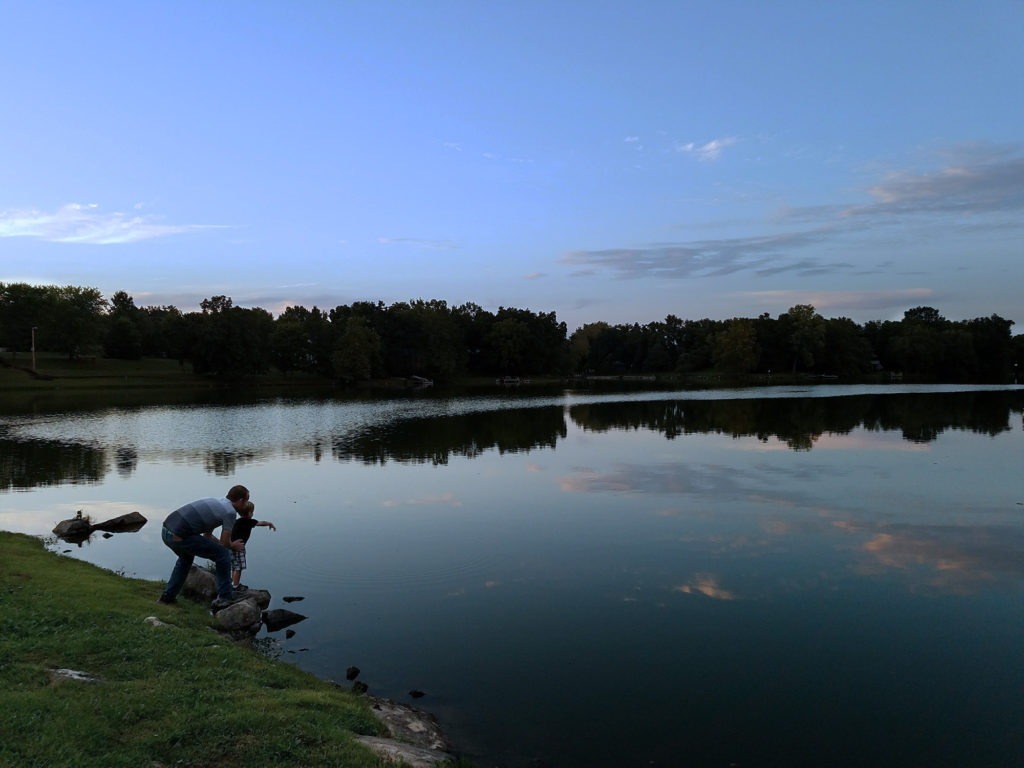 Cedar Lake subdivision at sunset